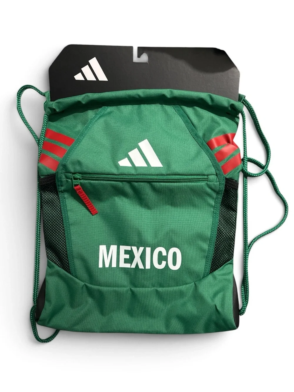 adidas Green Mexico Drawstring Duffel with Red Accents